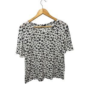 Rails Women's Short Sleeve Top Print Size Medium Linen Blend Lightweight